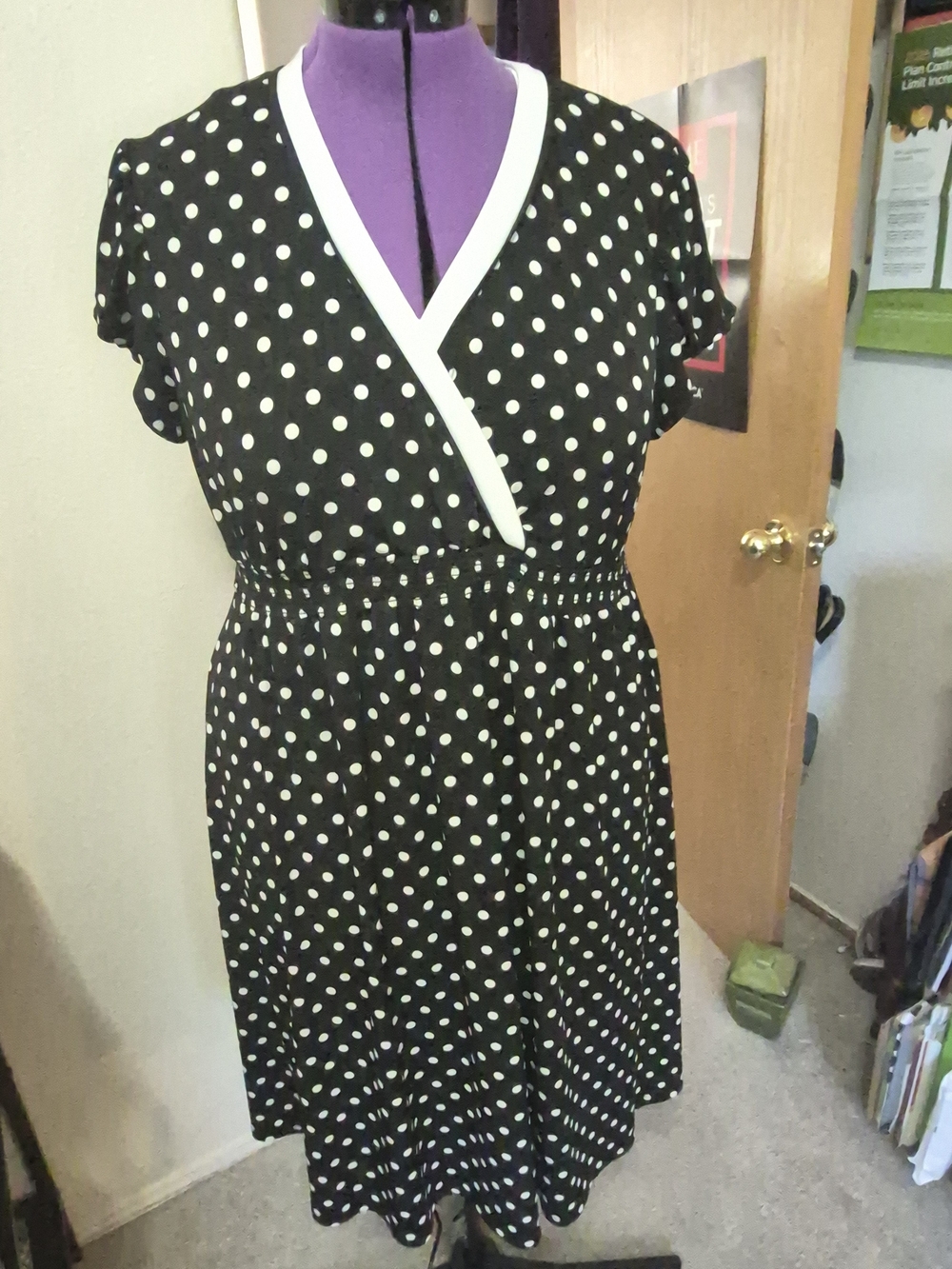 Motherhood Maternity Black & White Polka Dot Nursing Shoe with Purple Trim